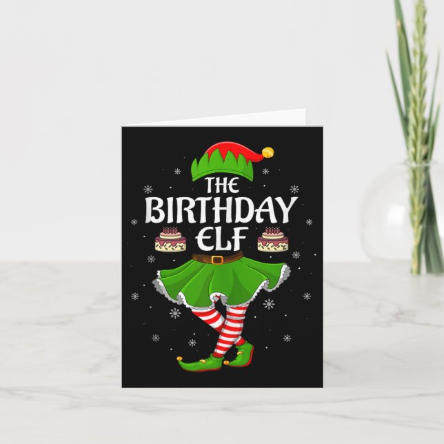 Birthday Elf Christmas Family Girls Women Elf Squa Karte (Vorderseite)