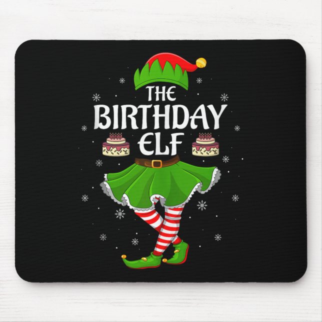 Birthday Elf Christmas Family Girls Women Elf Squa Mousepad (Vorne)