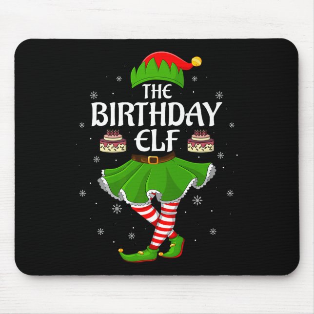 Birthday Elf Christmas Family Girls Women Elf Squa Mousepad (Vorne)