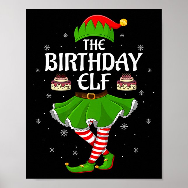 Birthday Elf Christmas Family Girls Women Elf Squa Poster (Vorne)