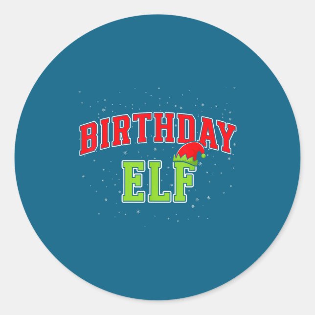 Birthday Elf Christmas Family Matching Group Xmas  Runder Aufkleber (Vorderseite)