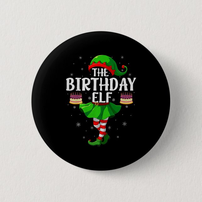 Birthday Elf Christmas Girls Women Elf Squad Xmas  Button (Vorderseite)