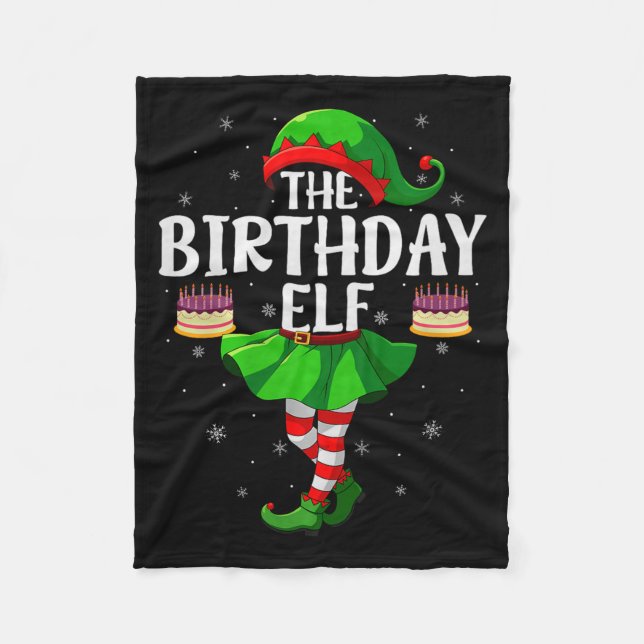 Birthday Elf Christmas Girls Women Elf Squad Xmas  Fleecedecke (Vorderseite)