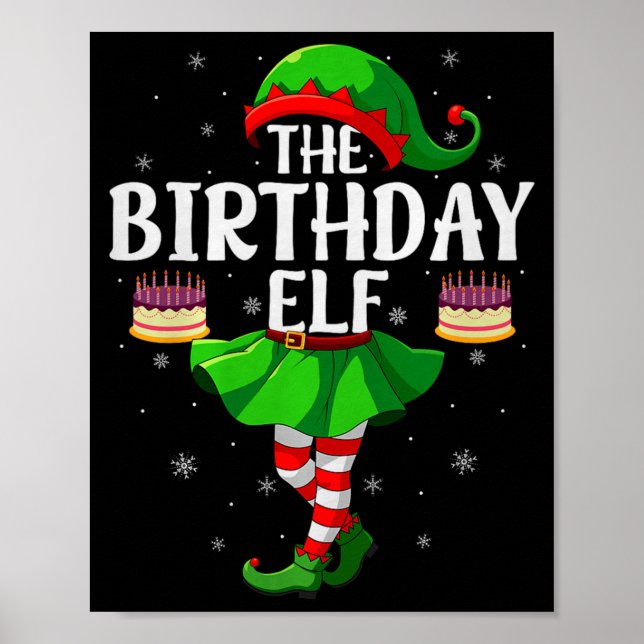 Birthday Elf Christmas Girls Women Elf Squad Xmas  Poster (Vorne)