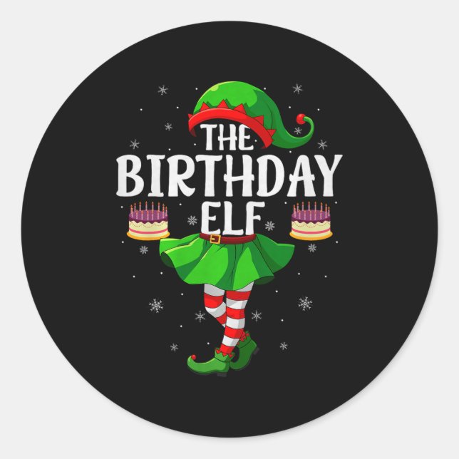 Birthday Elf Christmas Girls Women Elf Squad Xmas  Runder Aufkleber (Vorderseite)