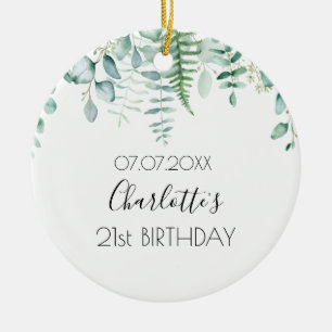 Birthday Eukalyptus grüne Name elegant Keramik Ornament