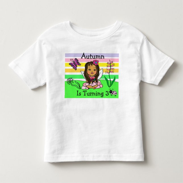 Birthday Fairy and Butterfells Age and Name Kleinkind T-shirt (Vorderseite)
