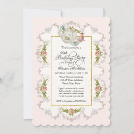 Birthday Fairy Tee Party, Rose Teekanne n Cups Einladung