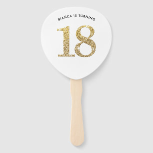 BIRTHDAY FAN Moderner, schicke Goldgolden Glitzer Fächer