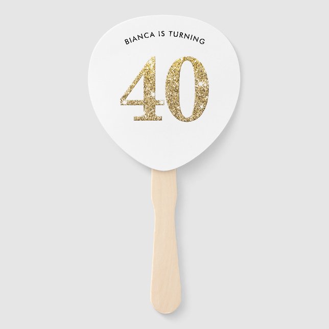 BIRTHDAY FAN Moderner, schicker Glitzer 40. Fächer (Vorderseite)
