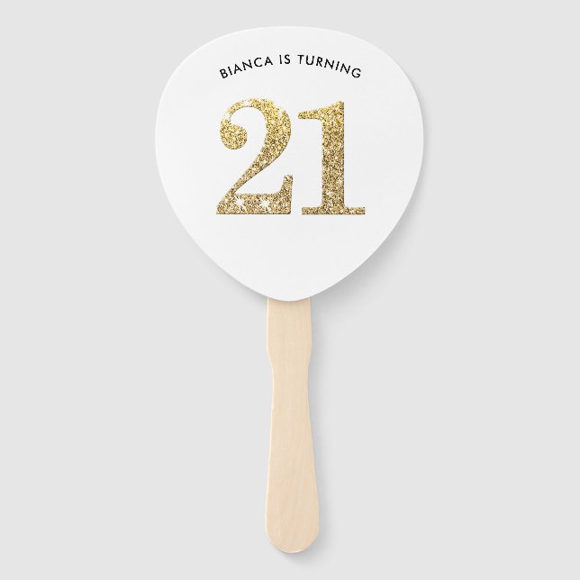 BIRTHDAY FAN Moderner, stilvoller, schicker Glitze Fächer (Vorderseite)