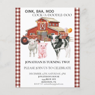 Birthday Farm Watercolor Kuh Pig Stall