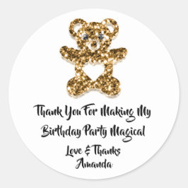 Birthday Favor Baby Shower Heart Baby Gold Bear Runder Aufkleber