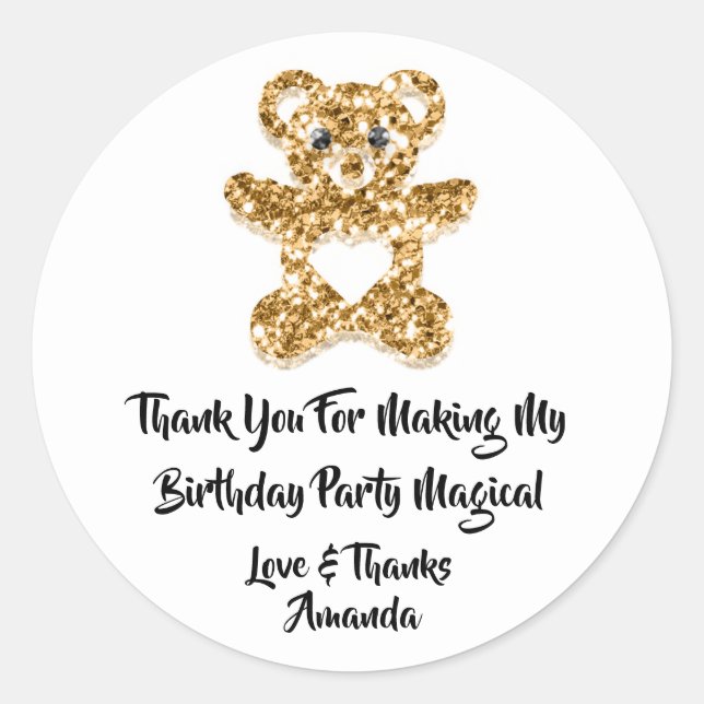 Birthday Favor Baby Shower Heart Baby Sweet Bear Runder Aufkleber (Vorderseite)