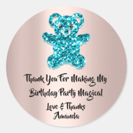 Birthday Favor Glitzer Blue Spark Glitzer Bear Runder Aufkleber