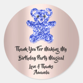 Birthday Favor Glitzer Blue Spark Glitzer Bear Runder Aufkleber