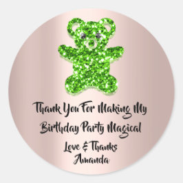 Birthday Favor Glitzer Green Spark Glitzer Bear Runder Aufkleber