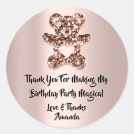 Birthday Favor Rose Herzstück Park Glitzer Bär Runder Aufkleber