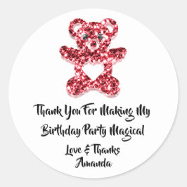 Birthday FavorRed Glitzer Heart Baby Sweet Bear Runder Aufkleber
