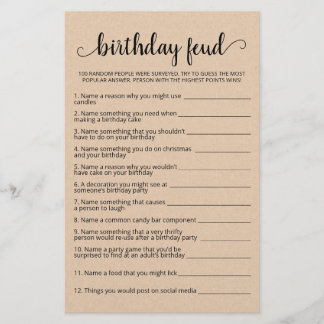 Birthday Feud Spiel mit Answers
