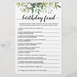 Birthday Feud Spiel mit Answers