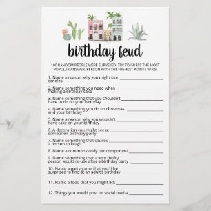 Birthday Feud Spiel mit Answers