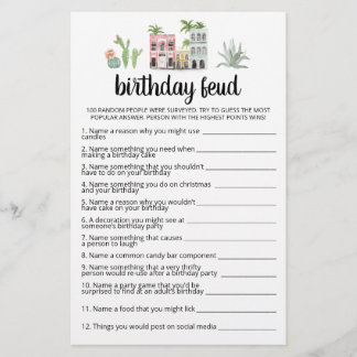 Birthday Feud Spiel mit Answers