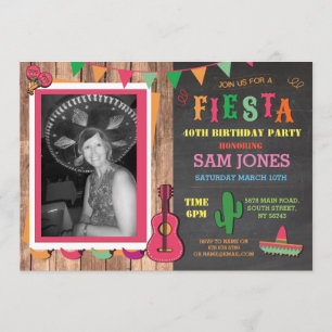 Birthday Fiesta Mexikanisches Foto Party Einladung