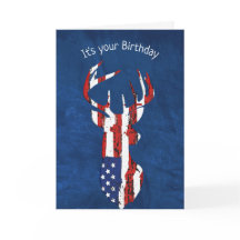 Birthday Flag Hirsch auf blauem Leder