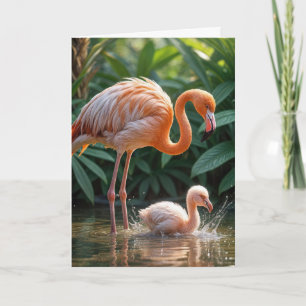 Birthday Flamingo Mutter und Chick Karte