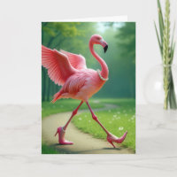 Birthday Flamingo Tragen High Heels und Perlen