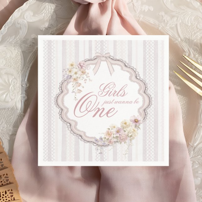 Birthday Floral Wildflower Gils Just Wanna be ONE Serviette (Von Creator hochgeladen)