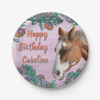 Birthday Flowers and Palomino Horse  Pappteller