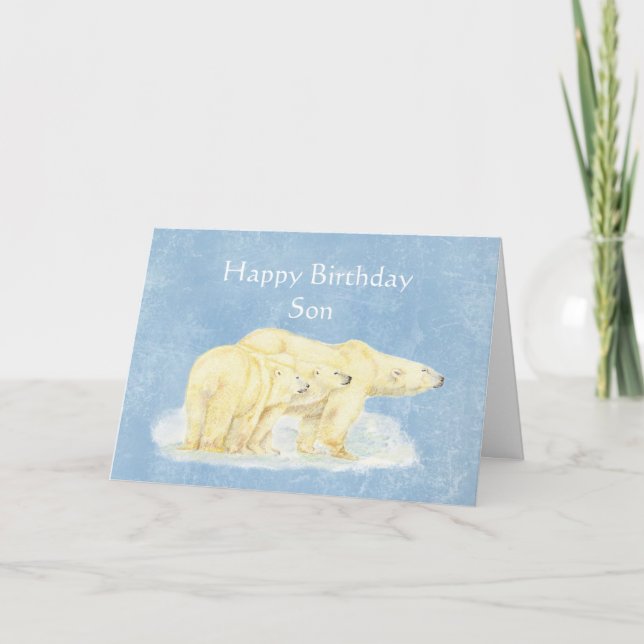 Birthday for Beary Special Son Polar Bears Karte (Vorderseite)