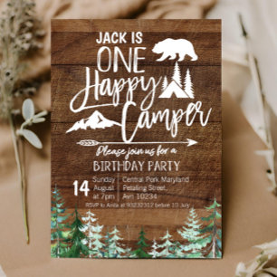 Birthday Forest Camping Party Kraft Camper Einladung