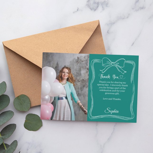 Birthday Foto handgeschriebenes Buggrün Dankeskarte (Von Creator hochgeladen)