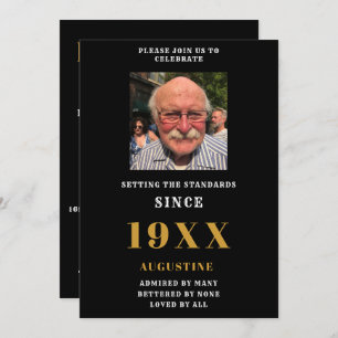 Birthday Foto Template Name Elegantes Schwarzes Go Einladung