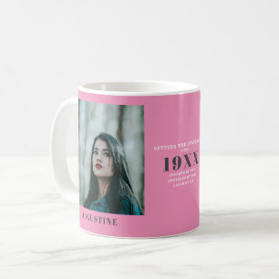 Birthday Foto Vorlage Elegantes Chic Pink Gray Kaffeetasse