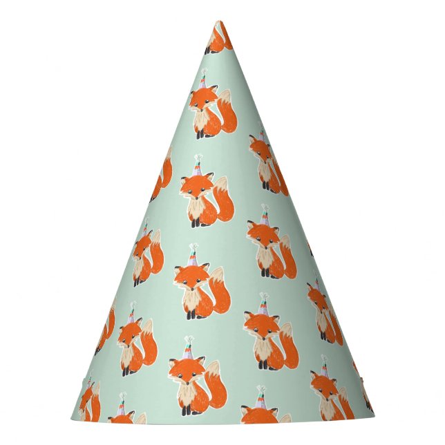 Birthday Fox in a Party Hat Partyhütchen (Vorderseite)