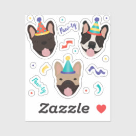 Birthday French Bulldogs Confetti Aufkleber