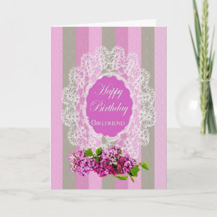 BIRTHDAY - Freundin - Lilacs/Lace Old Fashion Karte