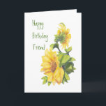 Birthday Friend Watercolor Sunflowers Floral Karte<br><div class="desc">Birthday Friend Watercolor Sunflowers Floral</div>