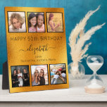 Birthday Friends Gold Foto Collage Fotoplatte<br><div class="desc">Ein Geschenk von Freunden für den 50. Geburtstag einer Frau (oder eines beliebigen Alters), die ihr Leben mit einer Collage von 6 Ihrer hochwertigen Fotos von ihr, ihren Freunden, ihrer Familie, Interesse oder Haustieren feiert. Personalisieren und fügen Sie ihren Namen, Alter 50 und Ihre Namen. Ein Imitat mit goldmetallischem Hintergrund....</div>
