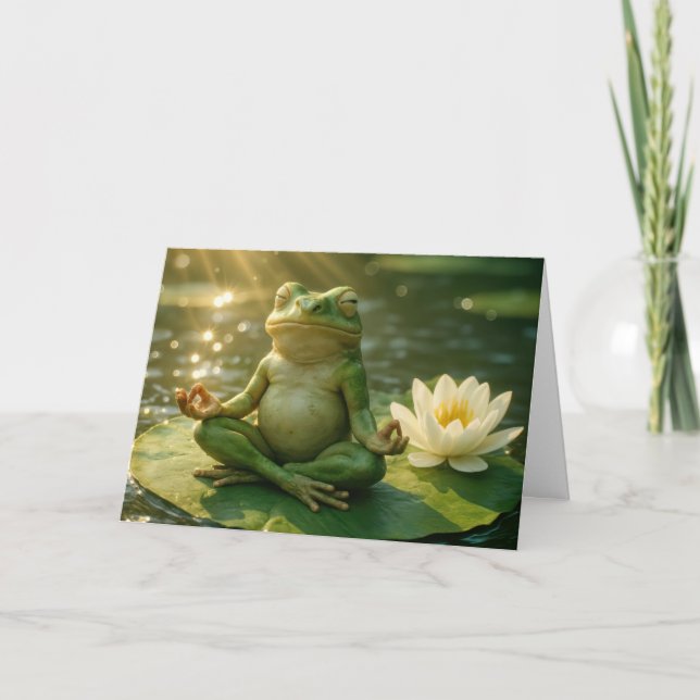 Birthday Frog Meditating On a Lily Pad Karte (Vorderseite)