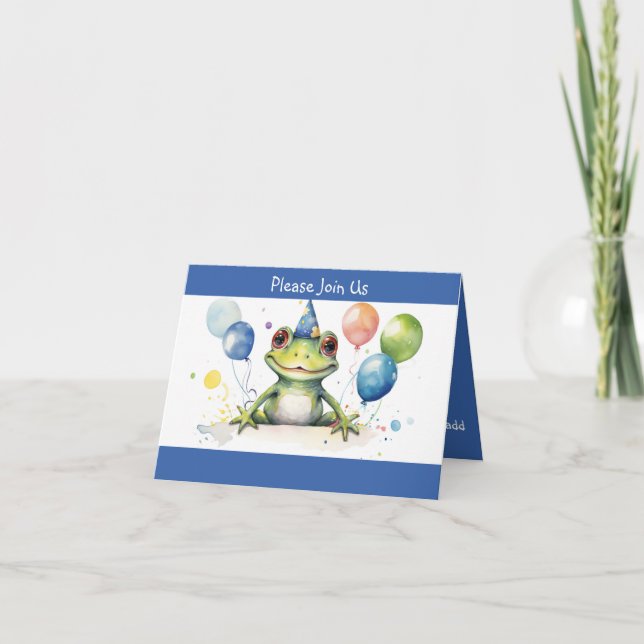 Birthday Frog mit Ballons Einladung (Vorderseite)