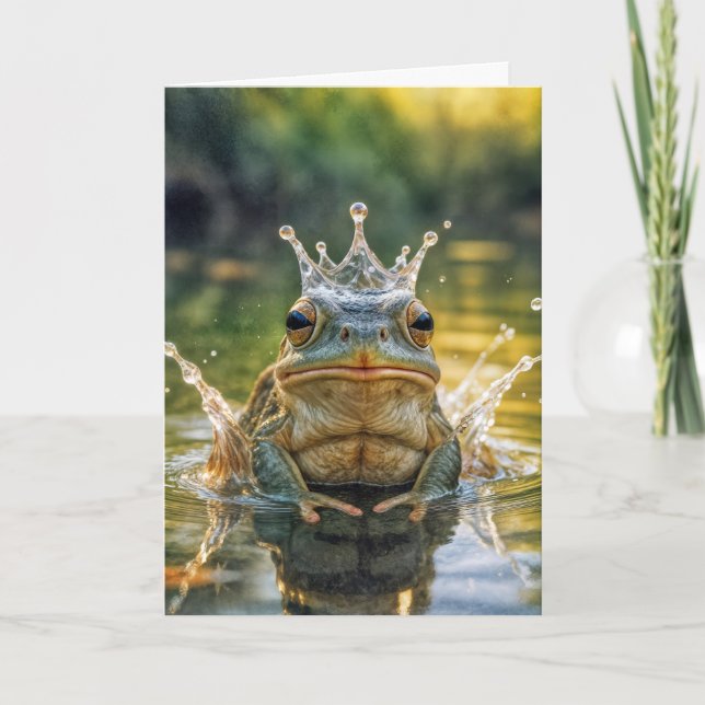 Birthday Frog Tragen einer Wasserschlauchkrone Karte (Vorderseite)