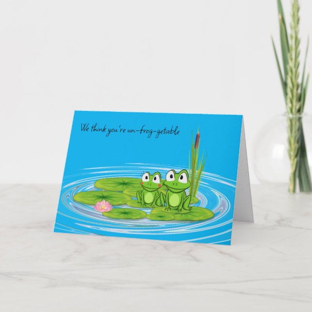 Birthday Frogs auf einem Lily Pad Karte (Vorderseite)