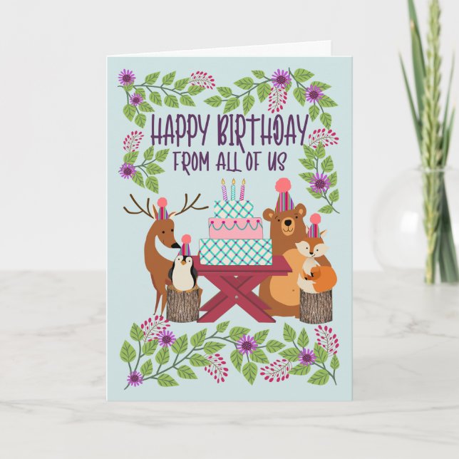 Birthday From All Woodland Animals Karte (Vorderseite)