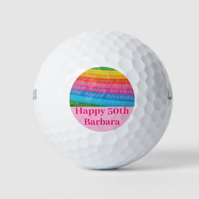 Birthday Fun Colorful Rainbow Golfball (Vorderseite)