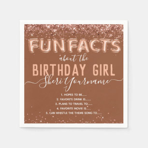 Birthday Fun Facts Balloon Text Glitzer Girly Serviette
